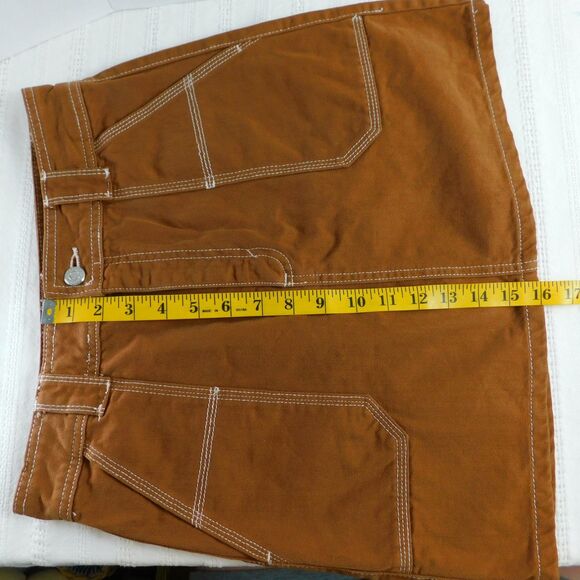 Topshop High Waist Utility Denim Mini Skirt Toffee Women's Size 6 Pockets EUC! - Picture 10 of 11